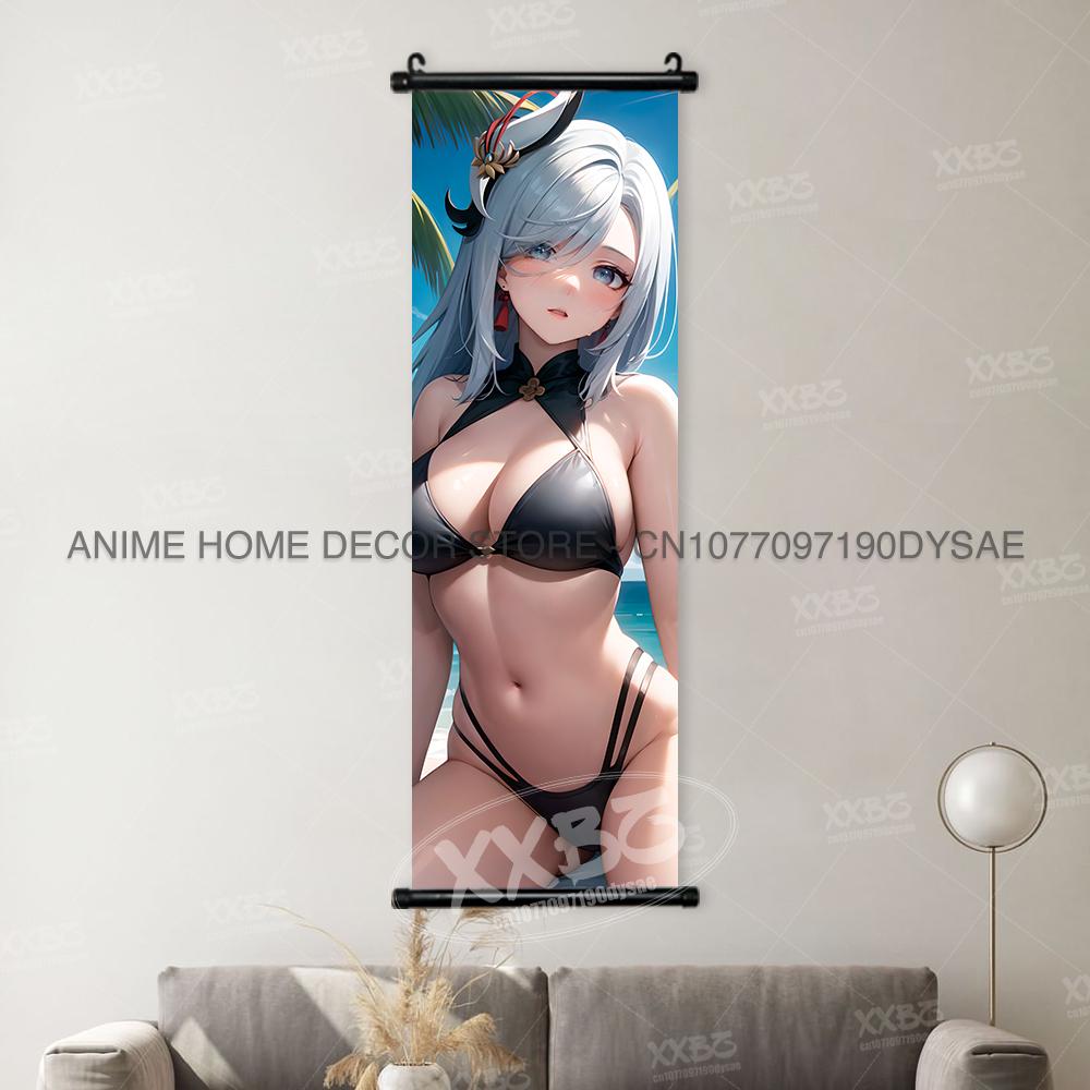Genshin Impact Game Posters Xiangling Scrolls Picture Yaoyao Decorative Paintings Yun Jin Anime Home Decor Layla Wall Artwork