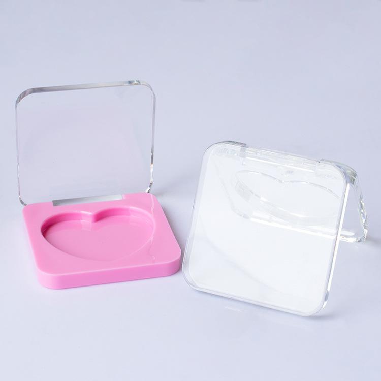 5PCS Square Heart Blush Compact Set Transparent, Multi-Color Refillable Case for Highlighter Concealer Foundation
