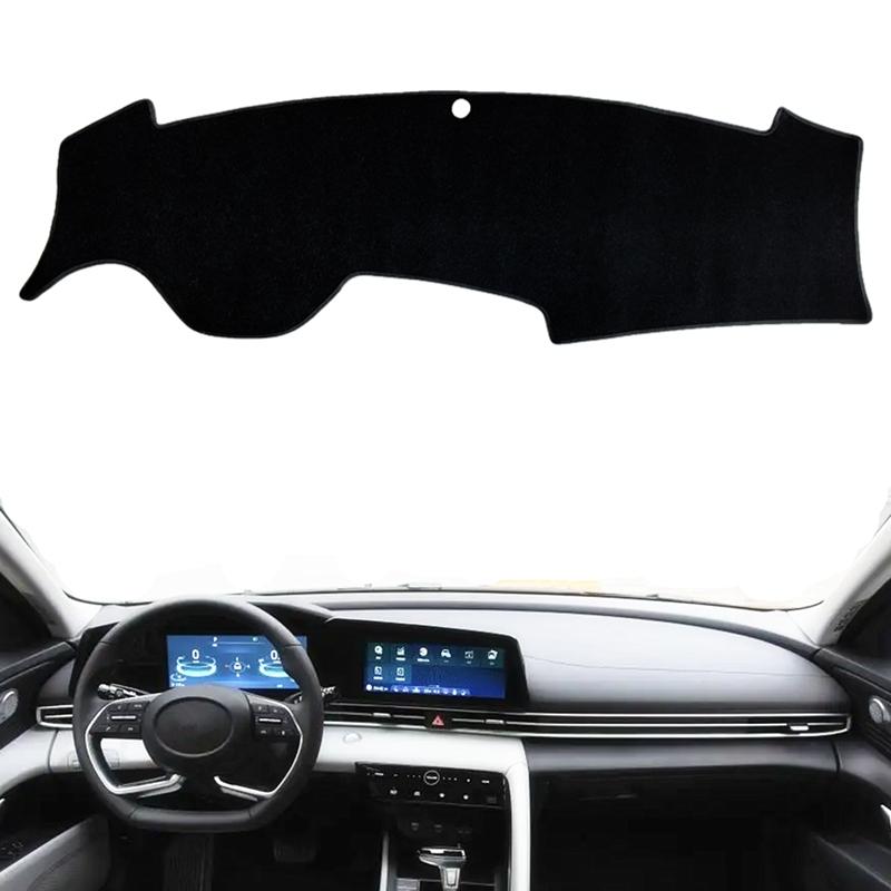 

For Hyundai Elantra Avante I30 CN7 - Car Dashboard Cover Mat Pad Dashmat Sunshade Protect Cushion Carpet Car Accessories Black(Black Edge)