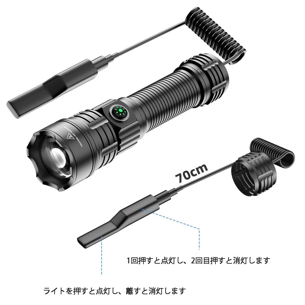 Tactical LED 1200 with Mounting Ring with 20mm Remote Push Switch Flashlight, Lumens, High-Brightness LED, Zoomable, (Compatible Rails),