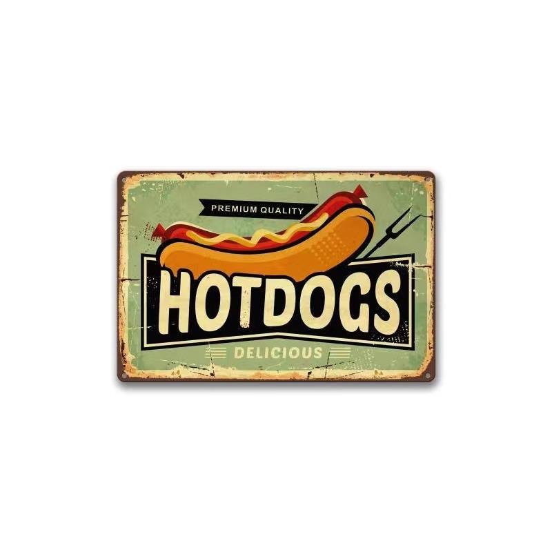 Metal Tin Poster Fast Food Vintage Tin Sign Plaque Metal Retro Plate Hot Dog Poster Wall Decor for Kitchen Cafe Diner Bar
