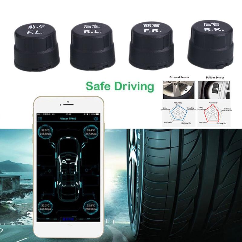 4pcs Car 3V Wheel Tire Pressure Monitor System Bluetooth Internal Sensor Durable