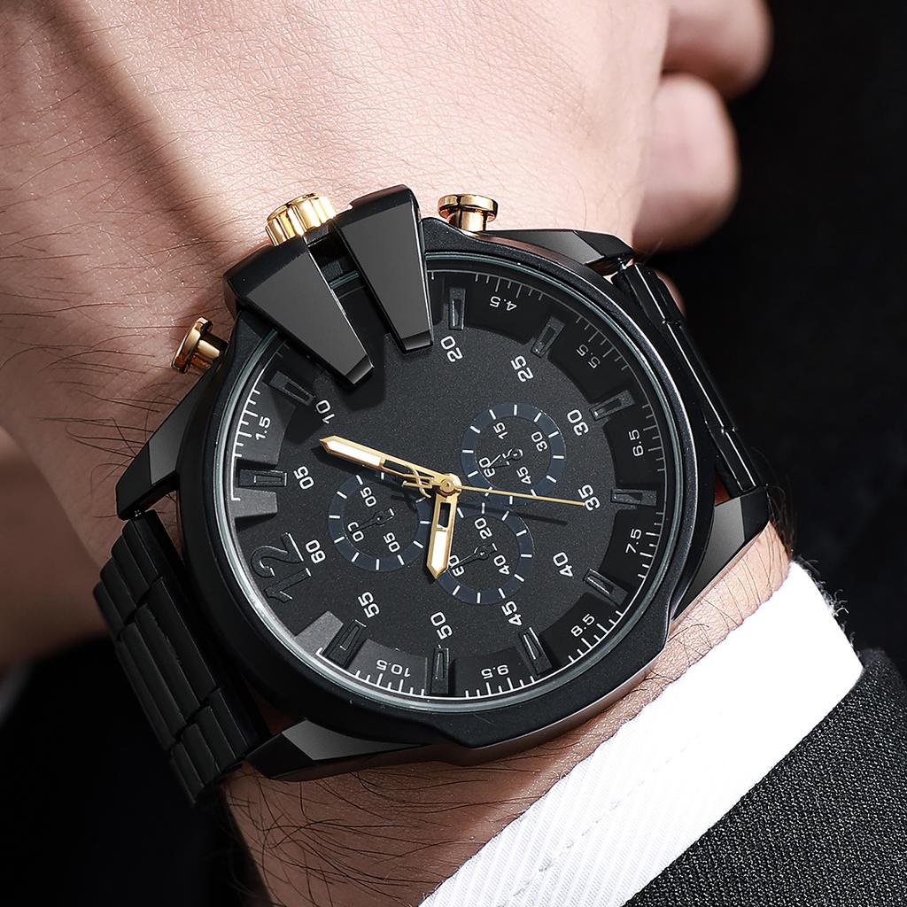 Fashion simple personality alloy strap large dial men's quartz watch, suitable for daily wear, Christmas gifts