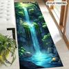 1Pcs Lush Mountain Forest Blue-Green Waterfall Non-Slip Washable Area Rug Runner for Entryway, Living Room, Bedroom & Patio