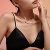 Versatile Freshwater Pearl Necklace with Titanium Steel Clavicle Chain - Elegant OT Clasp Jewelry Gift