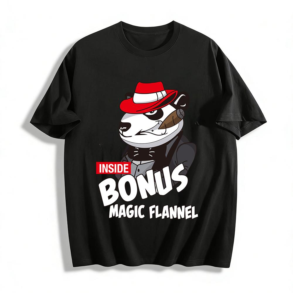 Gangster Panda Print Tee Cool American Street Style Casual Innerwear Top Pure cotton T-shirt XXS