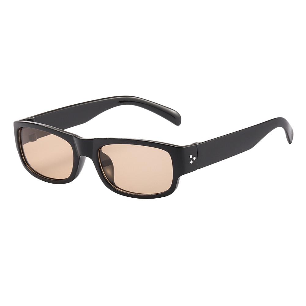UV400 Protection Black Shades Narrow Square Frame Driving Glasses  for Women Men