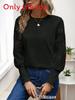 Casual Long Sleeve T Shirt With Embroidered Lace Panel For Spring Women