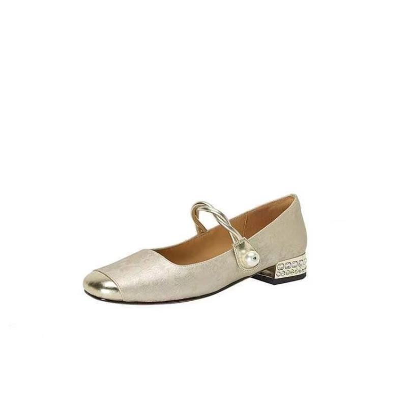 Zapatos de tacón alto para mujer - Estilo vintage nuevo, zapatos de tacón grueso sin cordones con una sola tira