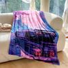 1PC Purple Street Sports Car  Print Adult Children Warm Blankets Home Travel Car Soft Comfortable Suitable for All Seasons