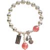 Qmcoco 925 Silver Bracelet Simple Sweet Bracelet Lady Smile Face Abacus Lucky Cat Strawberry Crystal Bracelet Party Jewelry Gift