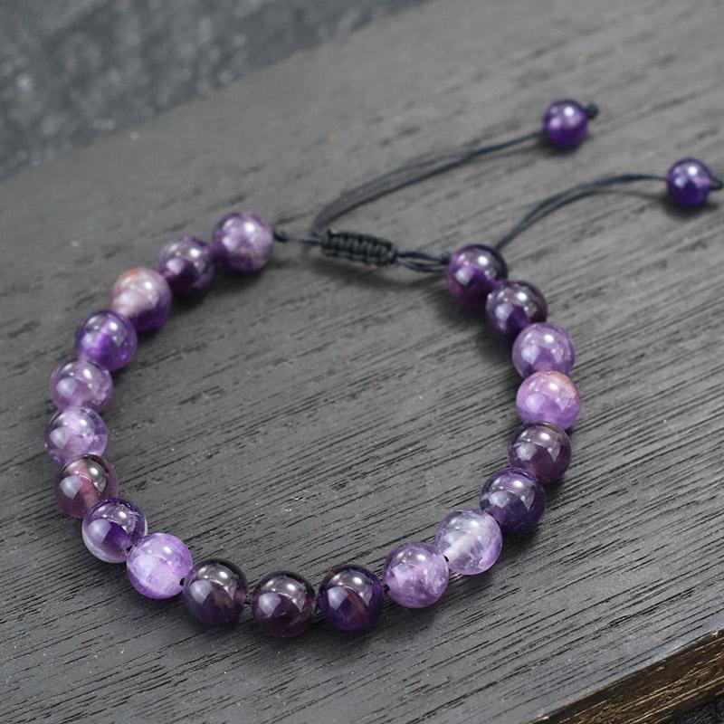 

Браслет из натурального аметиста для женщин и мужчин, класс А, 6 мм, 8 мм, 10 мм, 12 мм, фиолетовые бусины, браслет, подарок на день Святого Валентина, ювелирные изделия