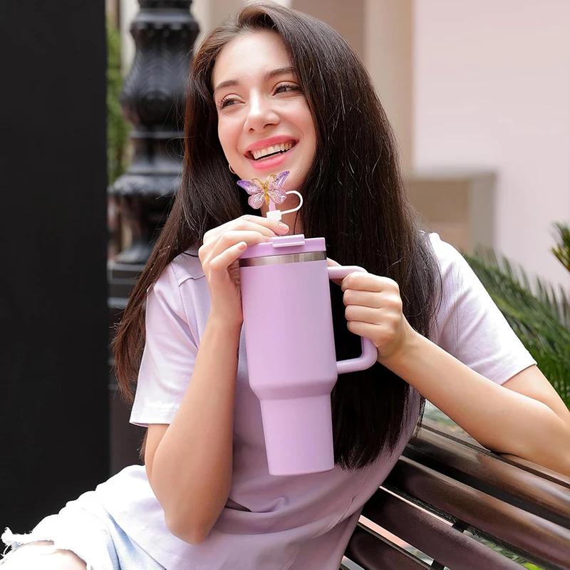 Silicone Butterfly Straw Cap Spill Stopper Heat-Resistant Dust-Proof Water Cup Accessory Straw Plug Cover