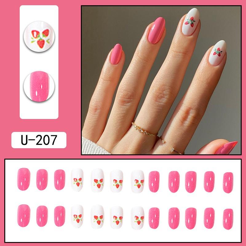 Pre-made Press-On Nails With Gradient Line Design Minimalist INS Style False Nail Tips Women