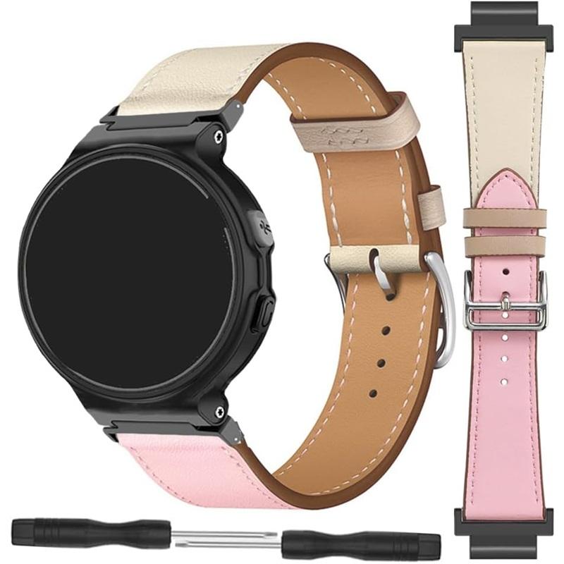 Leren band voor Garmin Forerunner 235 735 XT 230 220 630 620 stikkleur horlogeband voor Approach S20 S6 polsband armband metalen connectoren