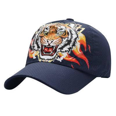 Baseball Animal CA973 [White Fang] Hat, Cap, Tiger, Brim, Cap, Stylish, Mesh, Cool, Men's (Navy)