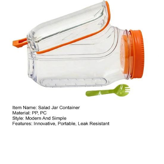 Salad Pods Jar Vertical Layering Container with Built-in Dressing Box & Fork Leak-Proof Converts to Salad Bowl Portable Snack Container for Meal Prep