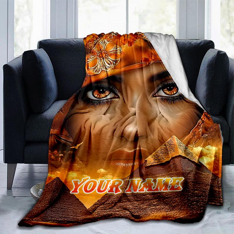 1PC Custom Name "Golden Desert Dreams" flannel blanket versatile,all-season throw suitable for the living room,bedroom,camping,travel,and gift