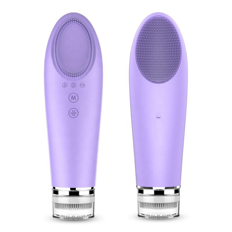 Skin Spa Face Beauty Equipment 4 in 1 Multifunction Electric Face Cleaning Brush Facial Cleaner Skin Care Face Beauty Massager Usb Recharge фиолетовый