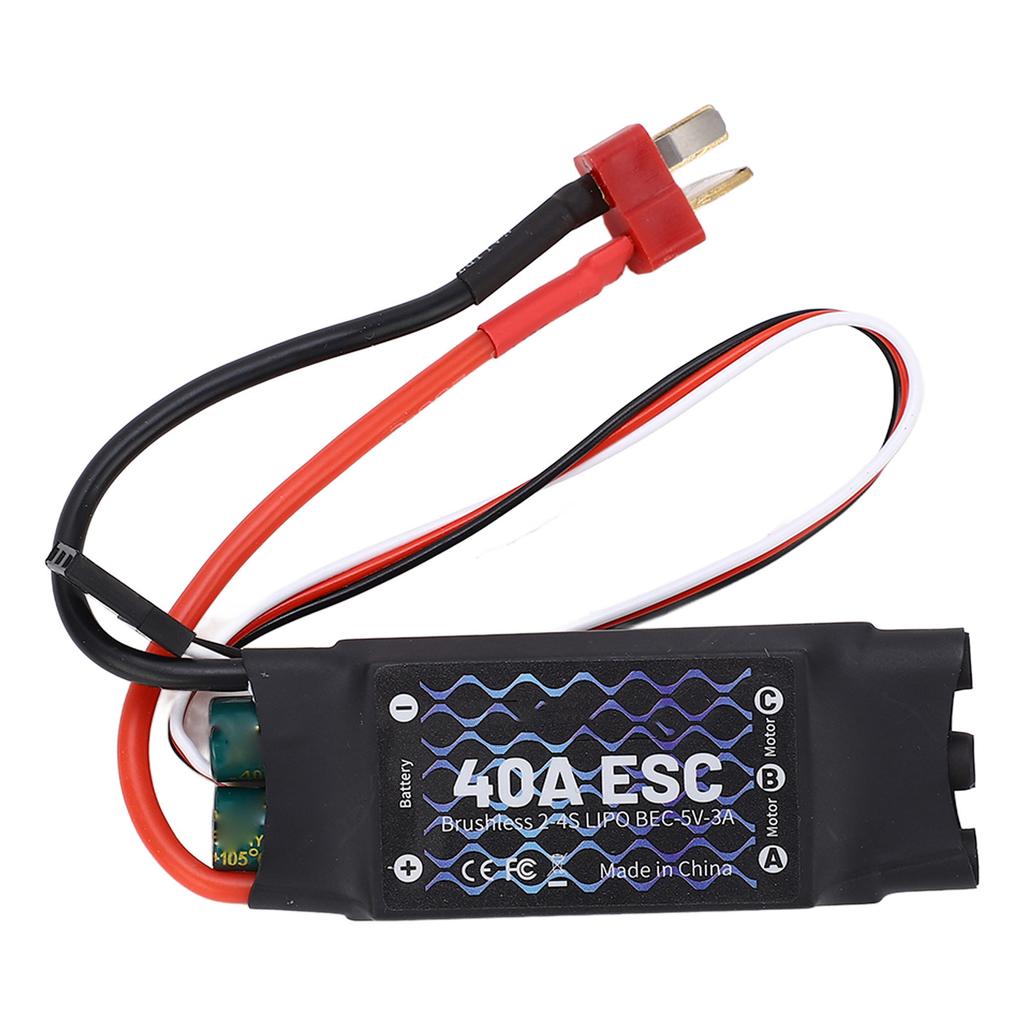 40A Brushless ESC 2?4S 5V 3A BEC Electric Speed Controller with Male T Plug for RC Fixed Wing Aircraft for F450 Quad Rotor Drone