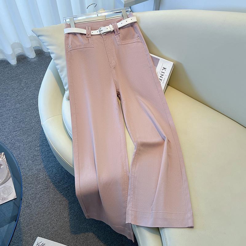 

2025 Женские укороченные джинсы прямого кроя для миниатюрных - Горячий стиль лета, свободные и стройнящие, с вариантами узких и широких штанин L розовый