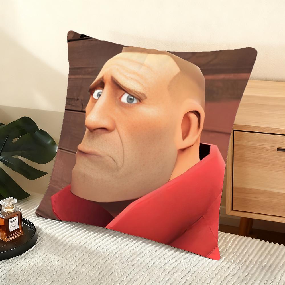 T-Team F-Fortress 2 Cushion Cover Soft Short Plush Pillow Cover Smooth Cozy Texture Aesthetic Cushion Case Home Decor