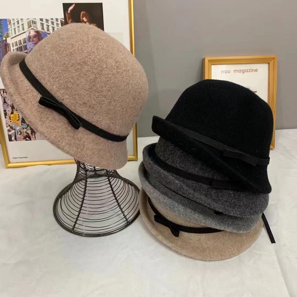 Crossed Edge Fisherman's Hat Children Autumn and Winter Wool British Retro Top Hat Versatile Basin Hat Tide