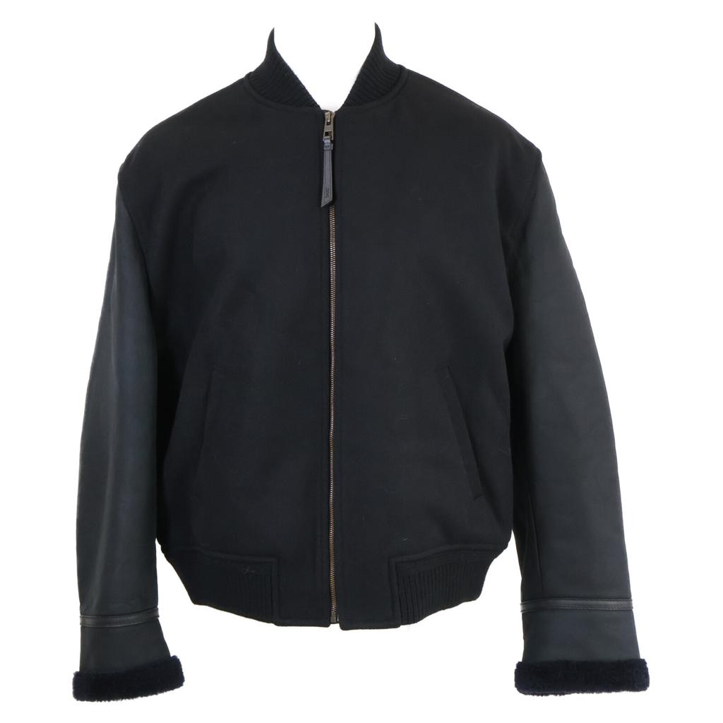 LOEWE Excellent condition 24 Stainless Steel wool and lambskin bomber jacket Jacket 50 blackUsed
