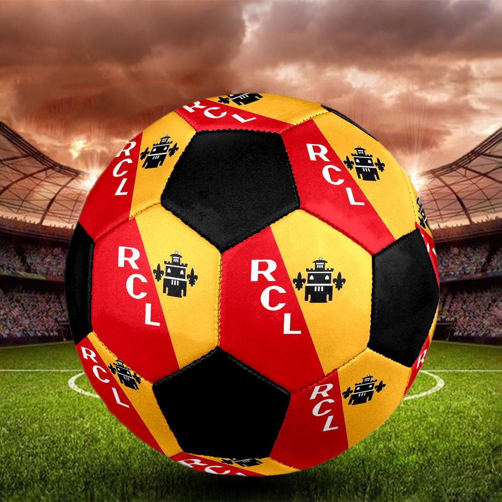 Pallone da Calcio Indoor RC Lens Colorato Per Tutte le Età Misura 5 Cucito a Macchina PVC Pronto per la Competizione Resistente Alta Rimbalzabilità