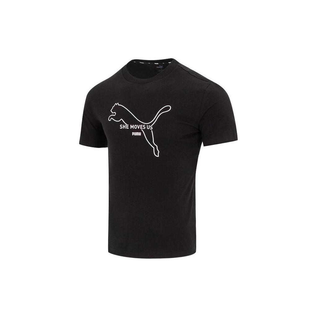 Puma Letter Print Sports Short Sleeve T-Shirt Men Tops Black 849449-01