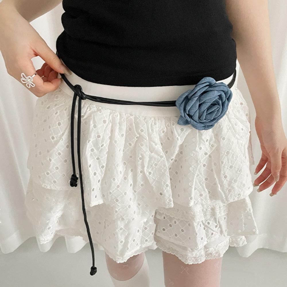 

Пояс на талию из шифона с цветочным узором, винтажный пояс с сердечками, джинсовый пояс с синей розой для женщин/девочек Style2