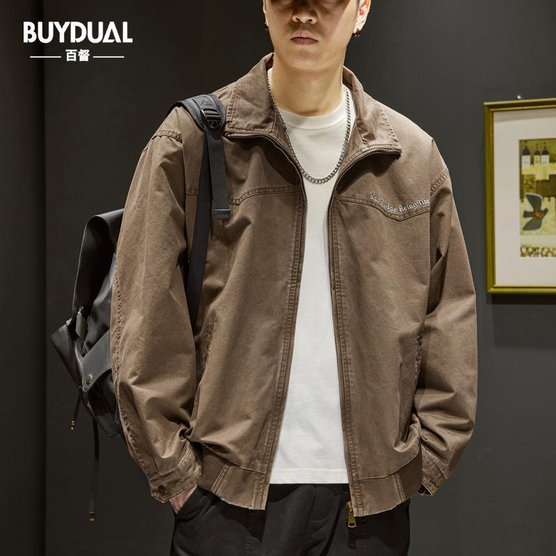 

Американская ретро-стираемая куртка Tooling, мужская свободная повседневная куртка с лацканами на одежде, модная куртка-бомбер 4XL кофейный