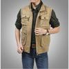 Jidengpu Men's Casual Multi-Pocket Cotton Vest - Spring & Autumn Outerwear