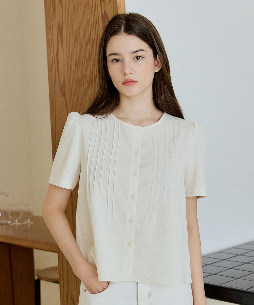 YUPPE Tucked Flower Shirt_Ivory