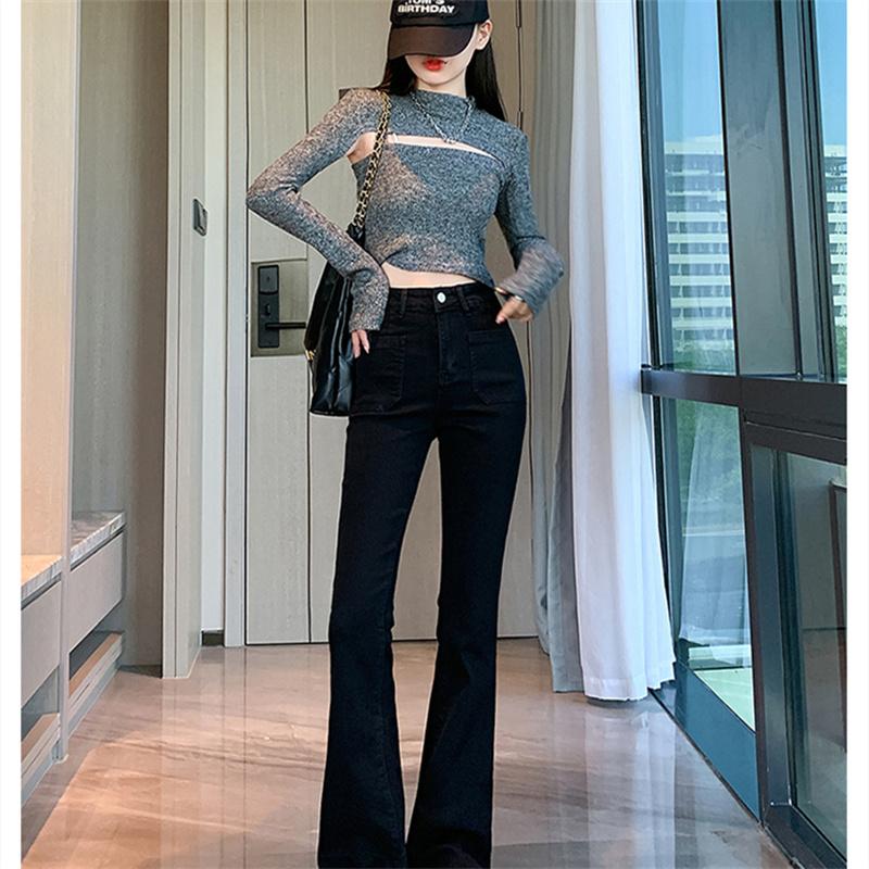 Autumn Winter New Harajuku Loose Warm High Waist Trousers Jean Pants Women Thicken Bell-Bottoms Velvet Vintage Slim Denim Pants