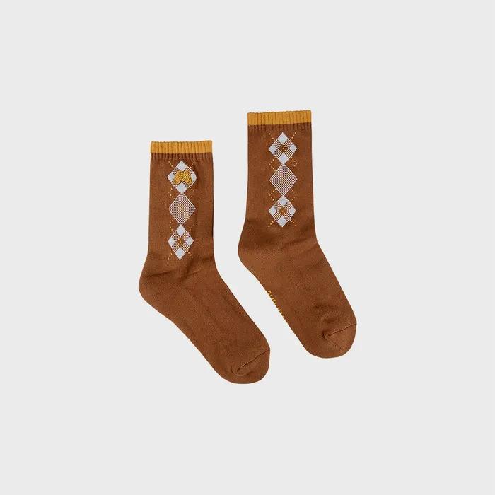 Argyle Color Middle Socks_Camel