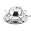 Gold Teapot Shaped Stainless Steel Loose Leaf Tea Infuser Reusable Tea Strainer For Herbal Spice Teaware Ceremony Accessories