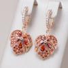 Original Design Shiny Red Natural Zircon Maple Leaf Earrings For Women Fashion  Rose Gold Color Daily Fine Jewelry