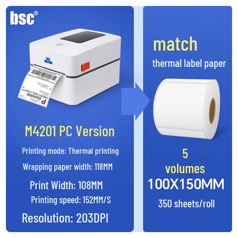 BSC Thermodrucker für Etiketten CN-Stecker (Adapter enthalten)