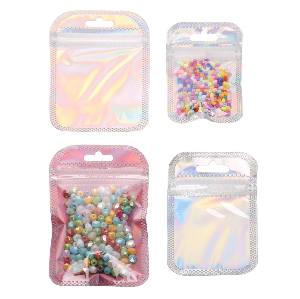 10Pcs Plastic Laser Colored Jewelry Packaging Bag Handmade Beads Bag Package