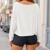 T-shirt da donna a maniche lunghe, casual, girocollo, colorata, per l'uso quotidiano