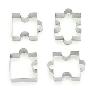 4 pezzi/set set di stampini per biscotti a forma di puzzle per biscotti in acciaio inossidabile, stampi per biscotti fai da te