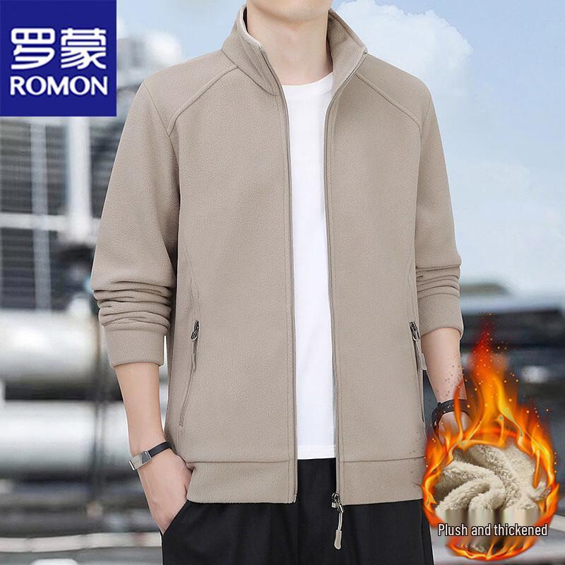 

ROMON Men s Autumn/Winter Stand-Collar Fleece-Lined Jacket 9XL
