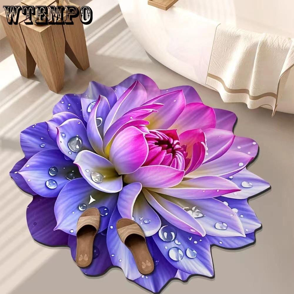 3D Flower Carpet Absorbent Anti Slip Easy To Maintain Living Room Coffee Table Dirt Resistant Carpet