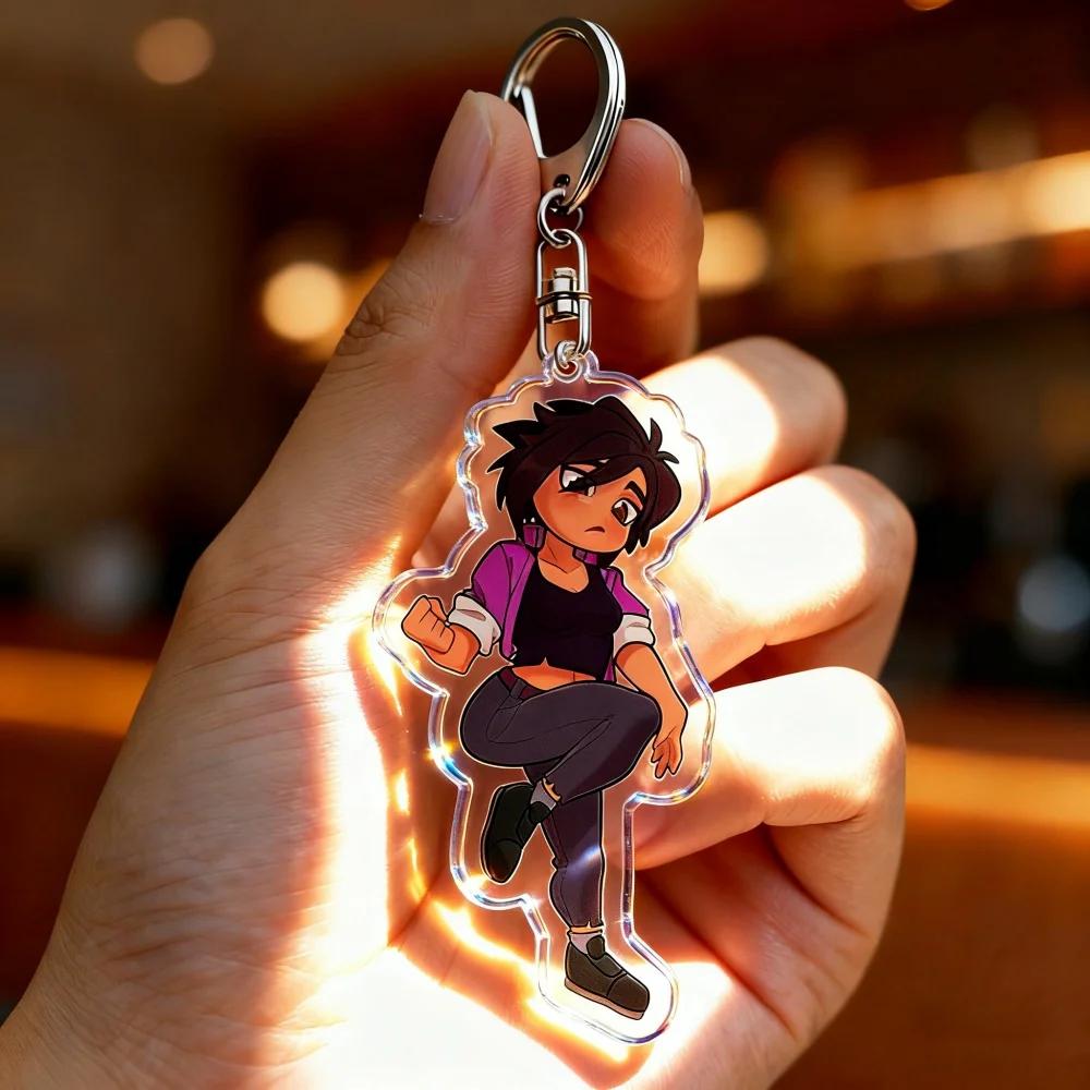 

Game Cartoon Chibi Keychain for Accessories Mecha Man Blonde Blazer Robert Robertson Keyring Jewelry Gaming Fans Gifts