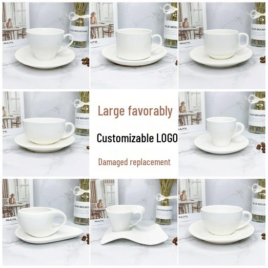 European Latte Art Cappuccino Cup & Saucer Set - White Ceramic Tea/Coffee Cup for Hotel Guest Room