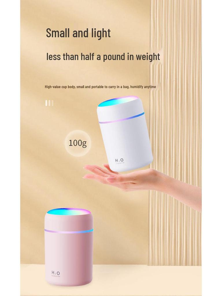 USB Mini Air Humidifier with Large Mist & Colorful Light for Office and Air-Conditioned Rooms