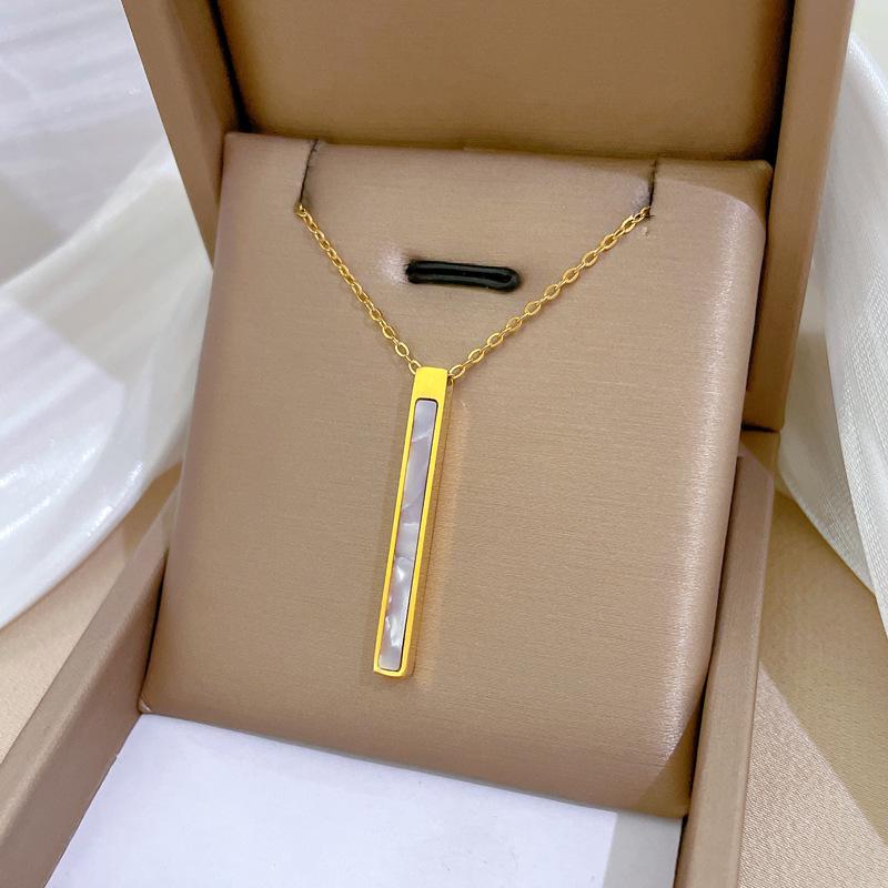 Full Titanium Steel Geometric Animal Minimalist Real Gold Necklace for Women - Collarbone Chain