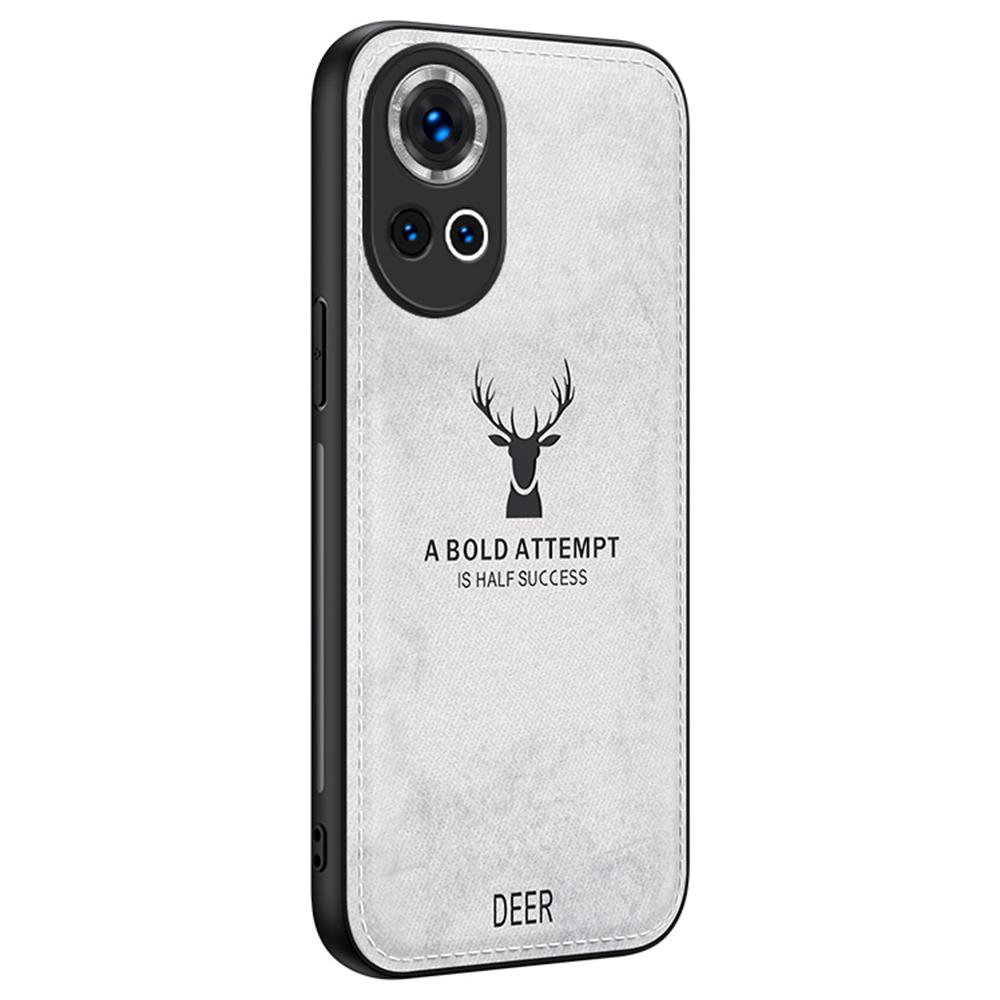 

For Huawei nova 13 5G Case Deer Pattern Cloth Texture PU Leather Hybrid Phone Cover Grey