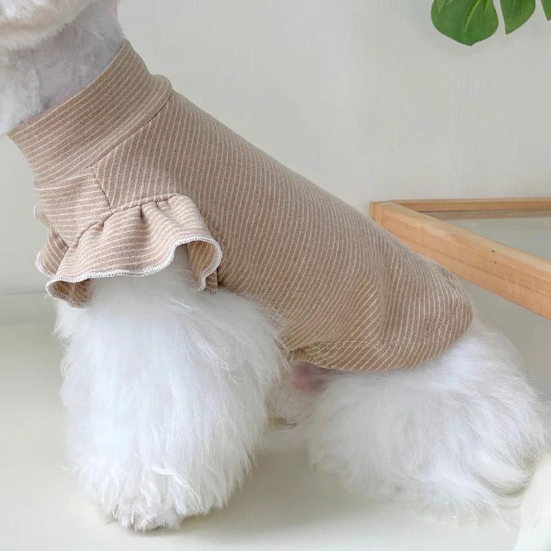 

Summer Dog Shirt Cat Puppy Clothes Pajamas Yorkie Pomeranian Maltese Poodle Bichon Schnauzer Pet Clothing Small Dog Costume Vest S кавовий